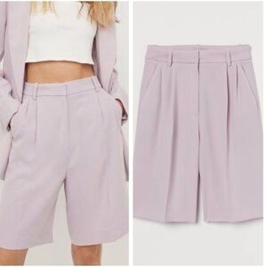 H&M Mauve Highrise Long Pleated Shorts Size 0